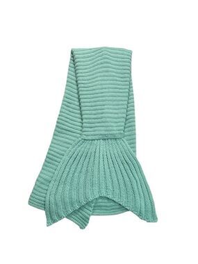 Simons teal aqua blue green knit fish mermaid tail blanket